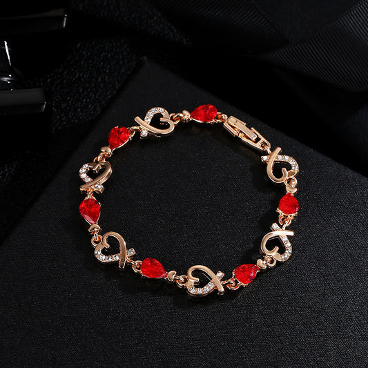 Hollow Love Bracelet With Rhinestones