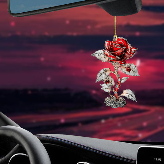 Valentine's Day Red Rose 2D Acrylic Pendant for Car